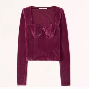 Abercrombie & Fitch Long-Sleeve Velvet Corset Top